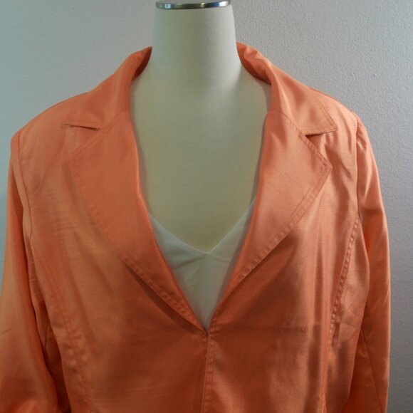 Susan Graver Orange Cotton Hook Closure Blazer Jacket Size XL - Picture 2 of 12